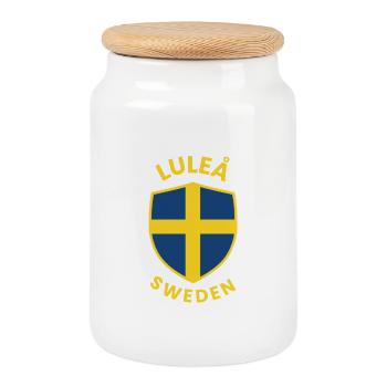 Luleå Shield Sweden Flag - Cookie Jar with Wooden Lid - white - Front
