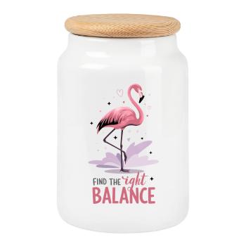 Find The Right Balance Flamingo Motivation Yoga - Cookie Jar with Wooden Lid - white - Front