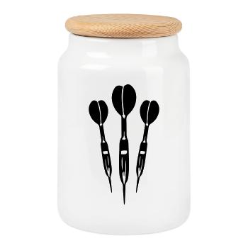 Icône de fléchettes - Boîte à biscuits avec couvercle en bois - blanc - Devant