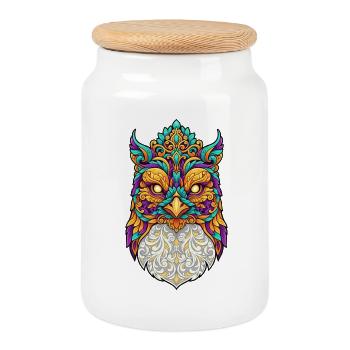 Carnival Owl Disguise Carnival Mythical Animal - Cookie Jar with Wooden Lid - white - Front