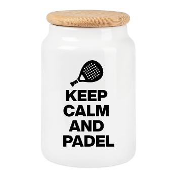 RESTEZ CALMES ET PADELEZ ! ÉCRASE-LE NOIR - Boîte à biscuits avec couvercle en bois - blanc - Devant