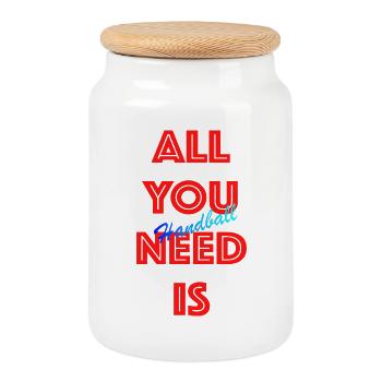 All You Need Is Handball (Rot) - Keksdose mit Holzdeckel - Weiß - Vorne