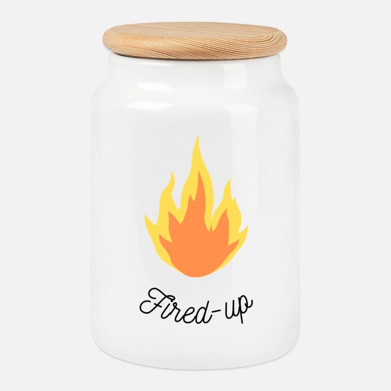 Fired-up - Cookie Jar with Wooden Lid - white
