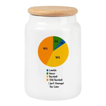 Funny Baseball Pie Chart Hobby Priority Design - Cookie Jar with Wooden Lid - white - Front