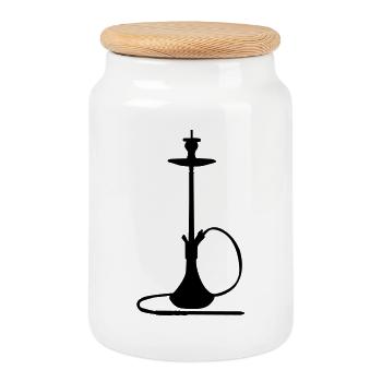 Shisha Silhouette  - Keksdose mit Holzdeckel - Weiß - Vorne