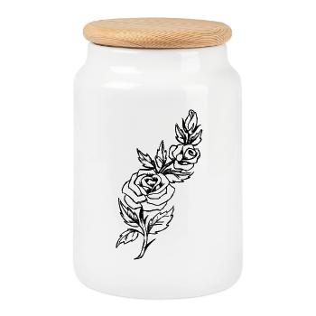 Vigne rose - Boîte à biscuits avec couvercle en bois - blanc - Devant