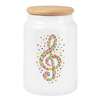 clef carnival confetti music - Cookie Jar with Wooden Lid - white - Front