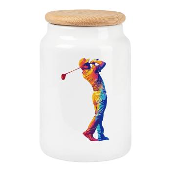 Swing arc-en-ciel du golfeur - Boîte à biscuits avec couvercle en bois - blanc - Devant