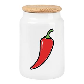 Chili Schote Scharf Comic - Keksdose mit Holzdeckel - Weiß - Vorne