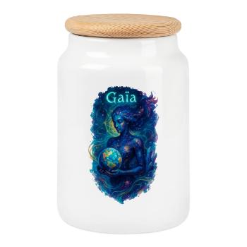 Gaïa - Mère Nature - Arbre de Vie - Boîte à biscuits avec couvercle en bois - blanc - Devant