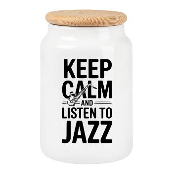 Bleib ruhig und hör Jazz - Keksdose mit Holzdeckel - Weiß - Vorne