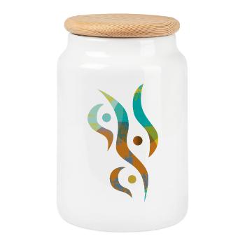Yoga design_31 - Cookie Jar with Wooden Lid - white - Front