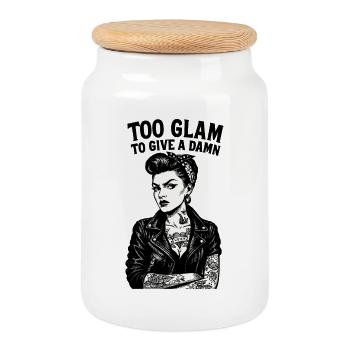 Rockabella Pin-Up: Outlaw Tattoo Girl & Lederjacke - Keksdose mit Holzdeckel - Weiß - Vorne