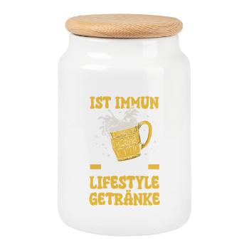 Beer Father Father's Day Dad - Cookie Jar with Wooden Lid - white - Front