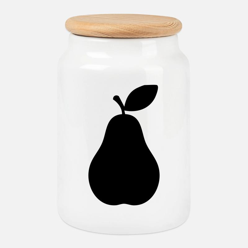 Birnensilhouette – Elegantes Fruchtdesign - Keksdose mit Holzdeckel - Weiß