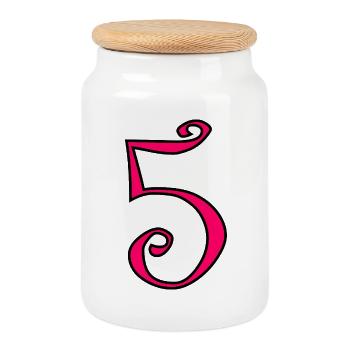 5. ANNIVERSAIRE. 5 ANS. 5e ANNIVERSAIRE. ENFANT - Boîte à biscuits avec couvercle en bois - blanc - Devant