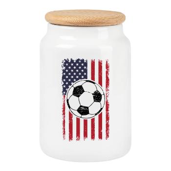 USA Football Pride T-Shirt world cup  - Boîte à biscuits avec couvercle en bois - blanc - Devant