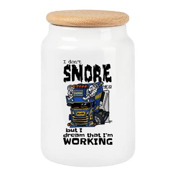 1477_i_dont_snore-M_TRUCK - Keksdose mit Holzdeckel - Weiß - Vorne