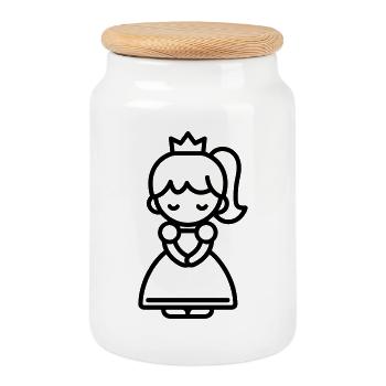 princesse - Boîte à biscuits avec couvercle en bois - blanc - Devant
