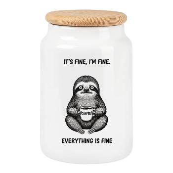 Its Fine Im Fine Kaffee Faultier Humor - Keksdose mit Holzdeckel - Weiß - Vorne