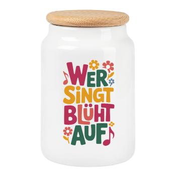 Wer singt blüht auf Chor Festival Singen Gesang - Keksdose mit Holzdeckel - Weiß - Vorne
