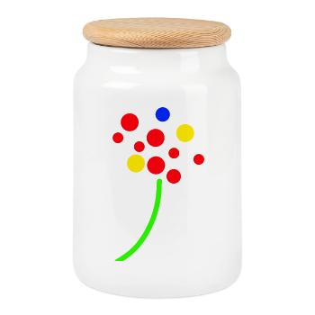 Konfetti Neon Blumenstrauß - Keksdose mit Holzdeckel - Weiß - Vorne