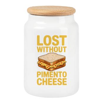 Sandwichs au fromage piment cadeau au fromage - Boîte à biscuits avec couvercle en bois - blanc - Devant
