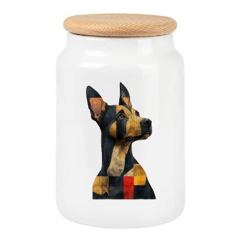 Chien mignon - Boîte à biscuits avec couvercle en bois - blanc - Devant
