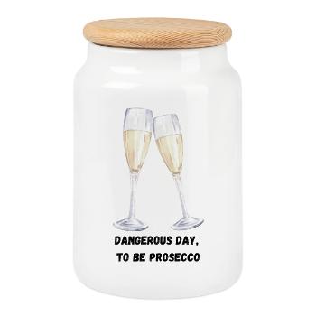 Prosecco Gläser - Keksdose mit Holzdeckel - Weiß - Vorne