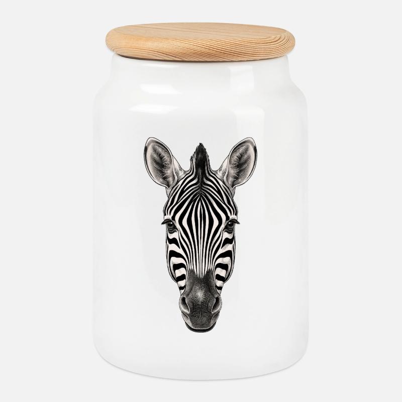 Zebra - Keksdose mit Holzdeckel - Weiß