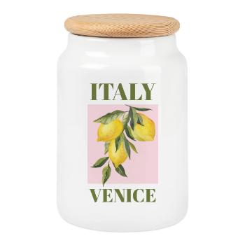 Italy Venice Vacation Beach Lemons Venice - Cookie Jar with Wooden Lid - white - Front