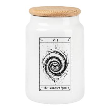 La spirale descendante | Carte de tarot - Boîte à biscuits avec couvercle en bois - blanc - Devant
