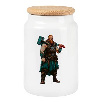 Guerrier viking - Boîte à biscuits avec couvercle en bois - blanc - Devant