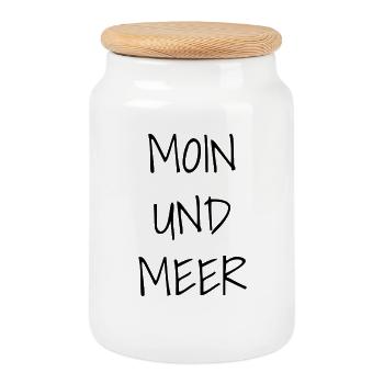 Lune et mer - Boîte à biscuits avec couvercle en bois - blanc - Devant