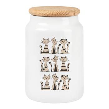 9 Cat Life - Cookie Jar with Wooden Lid - white - Front