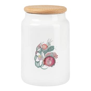 Mer de fleurs Wave Art - Boîte à biscuits avec couvercle en bois - blanc - Devant