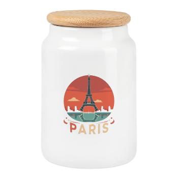 Cercle du coucher de soleil à Paris - Boîte à biscuits avec couvercle en bois - blanc - Devant