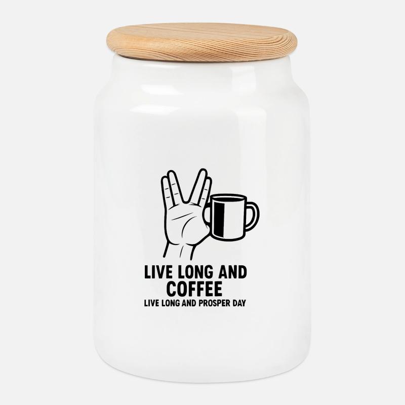 Live Long and Coffee - Keksdose mit Holzdeckel - Weiß