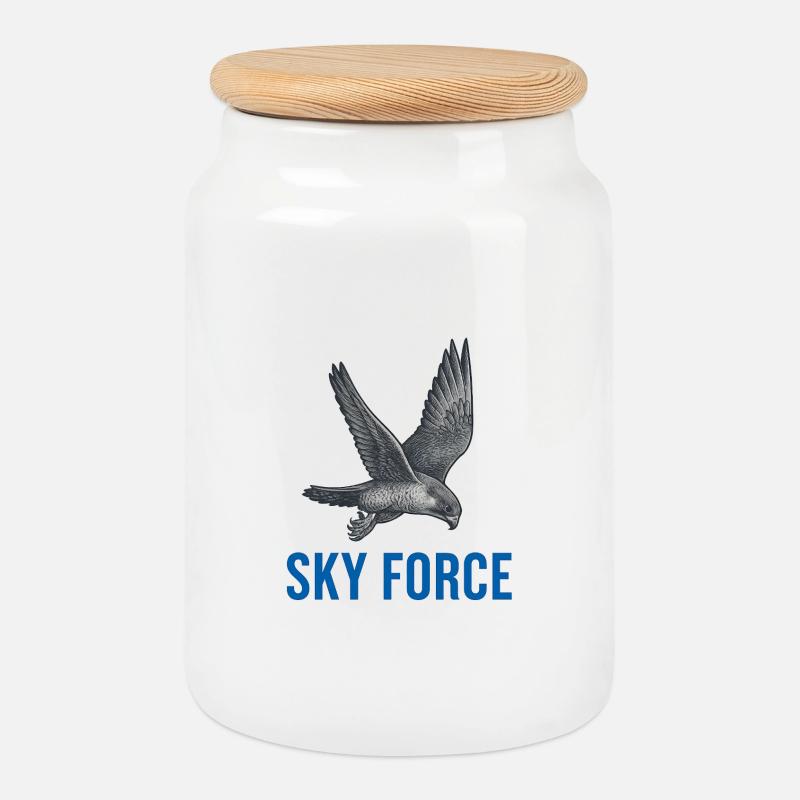Himmelfalke Sky Force - Keksdose mit Holzdeckel - Weiß