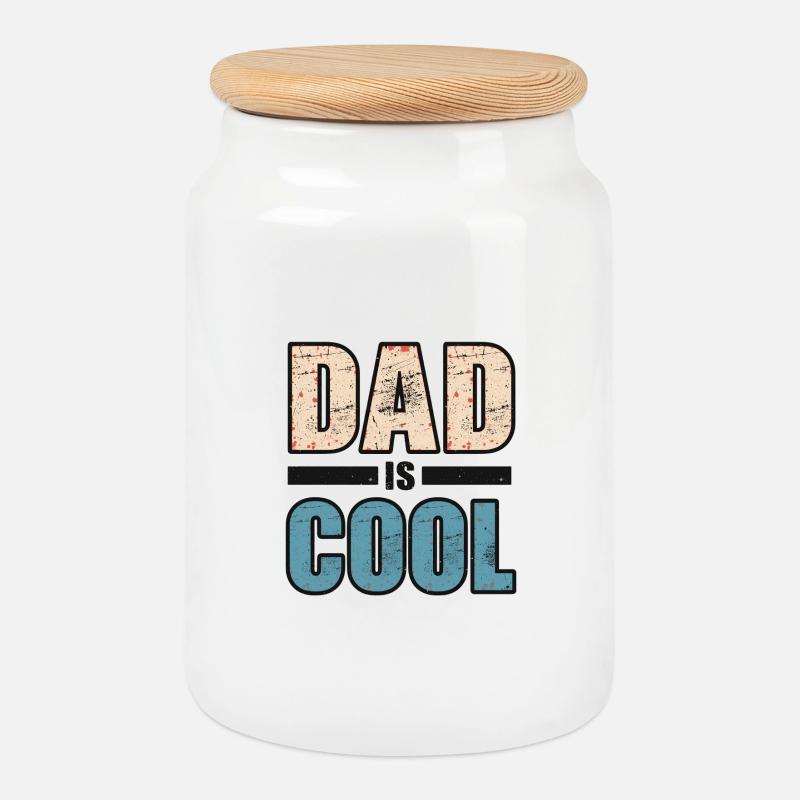 Dad is cool - Cookie Jar with Wooden Lid - white