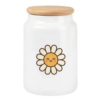 Daisy Strahlendes Lächeln - Keksdose mit Holzdeckel - Weiß - Vorne
