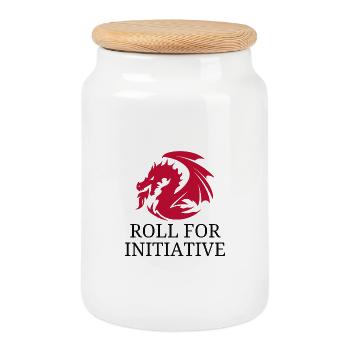 Roll For Initiative – Feuerdrache - Keksdose mit Holzdeckel - Weiß - Vorne