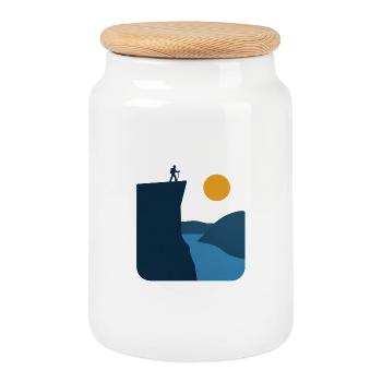Preikestolen – Norwegian Landmark - Cookie Jar with Wooden Lid - white - Front