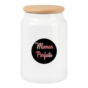 PERFECT MOM - Cookie Jar with Wooden Lid - white - Front