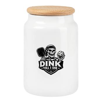 Dink Till I Die Shirt Funny Pickleball Skull – Vin - Boîte à biscuits avec couvercle en bois - blanc - Devant