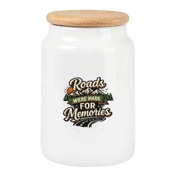 Routes for our memories - Cookie Jar with Wooden Lid - white - Front