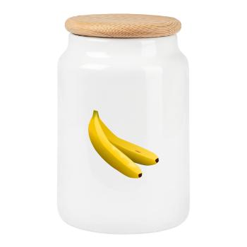 Bananes jumelles Vecteur Jaune - Boîte à biscuits avec couvercle en bois - blanc - Devant