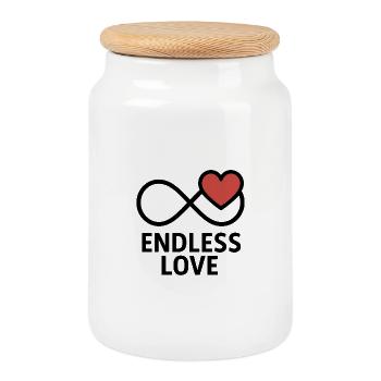 Amour infini Cœur Motivation - Boîte à biscuits avec couvercle en bois - blanc - Devant