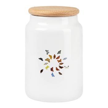 Papillons : Papillons allemands - Boîte à biscuits avec couvercle en bois - blanc - Devant