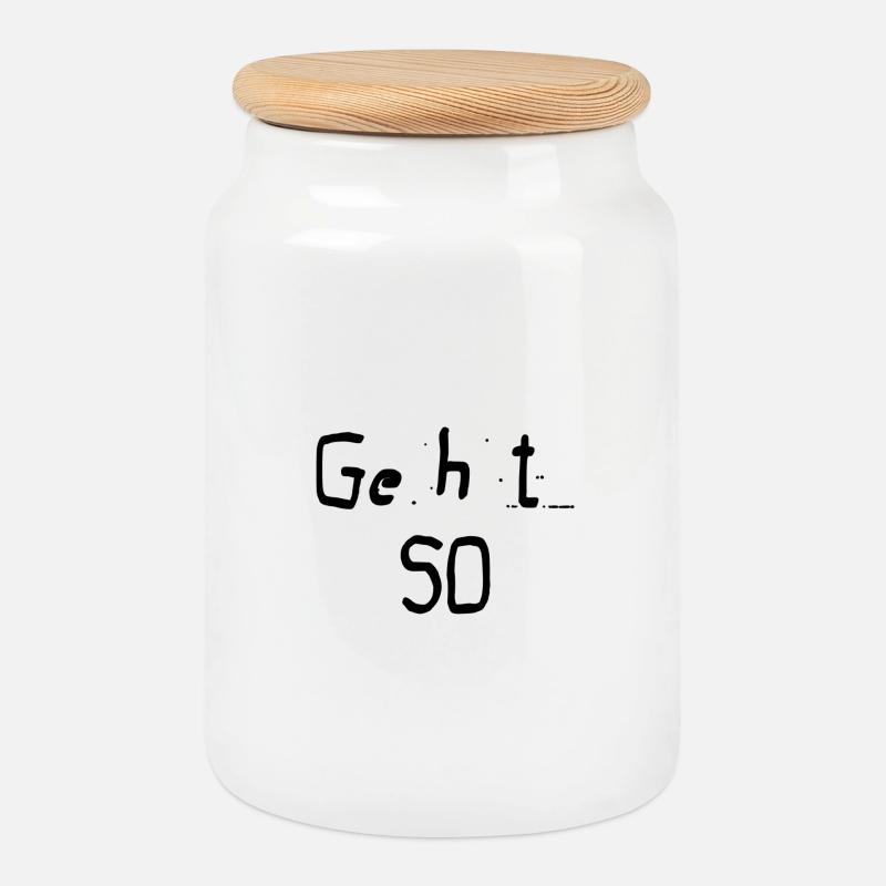 It goes like this - Cookie Jar with Wooden Lid - white
